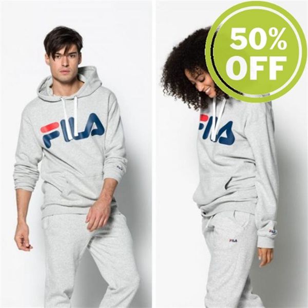 Fila Classic Logo Hood Women's Sweatshirts - Grey,NZ 347-69350